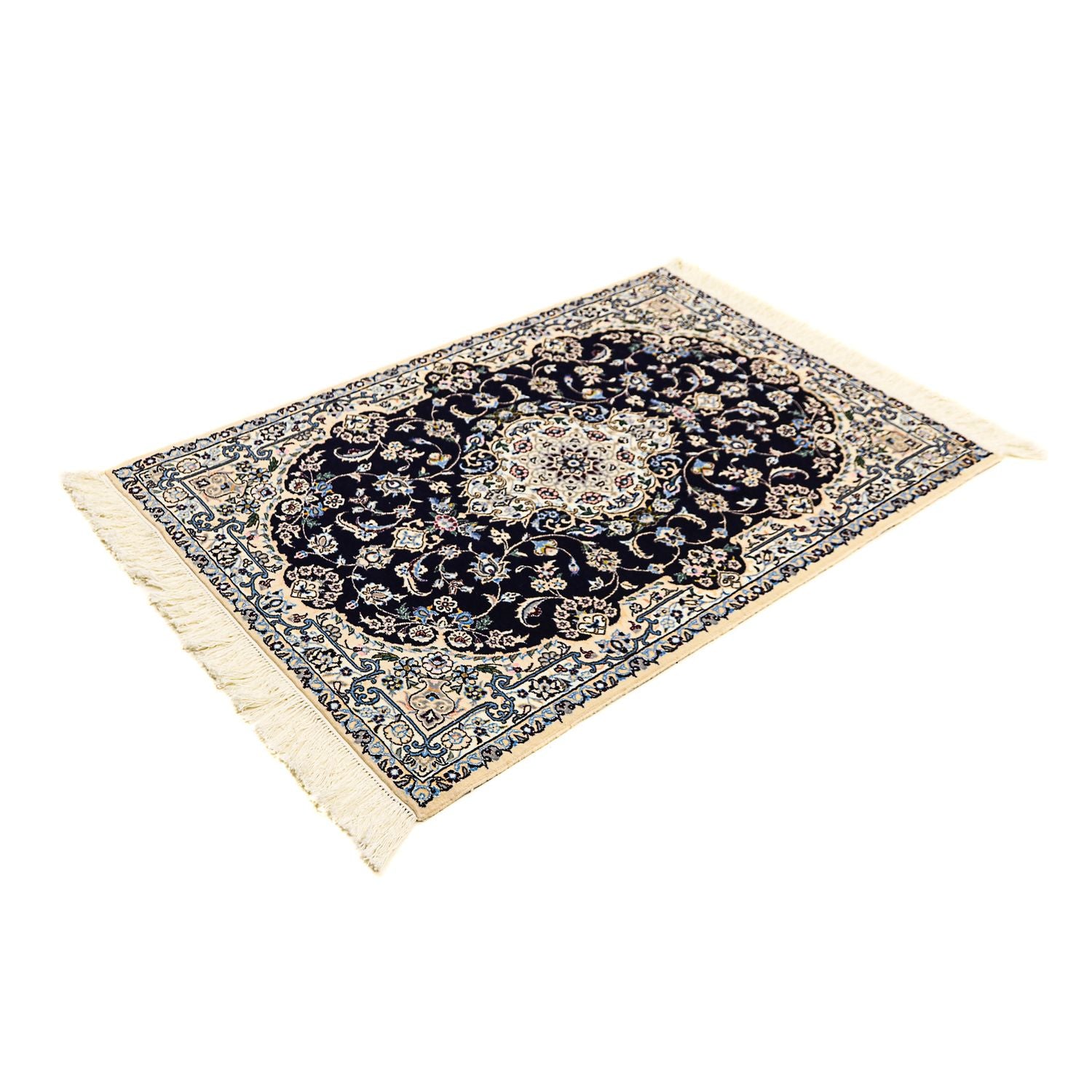 Tapis persan - Nain - Premium - 123 x 83 cm - bleu foncé