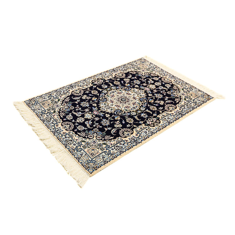 Tapis persan - Nain - Premium - 123 x 83 cm - bleu foncé
