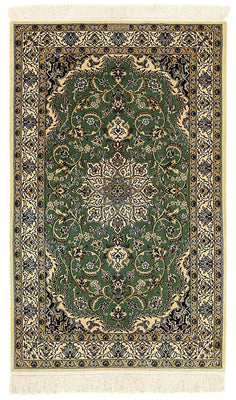 Tapis persan - Nain - Premium - 155 x 100 cm - vert foncé