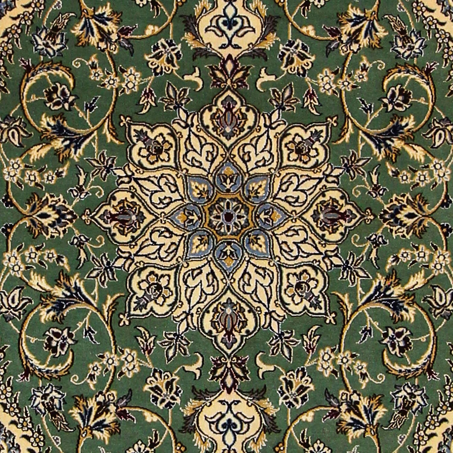 Tapis persan - Nain - Premium - 155 x 100 cm - vert foncé