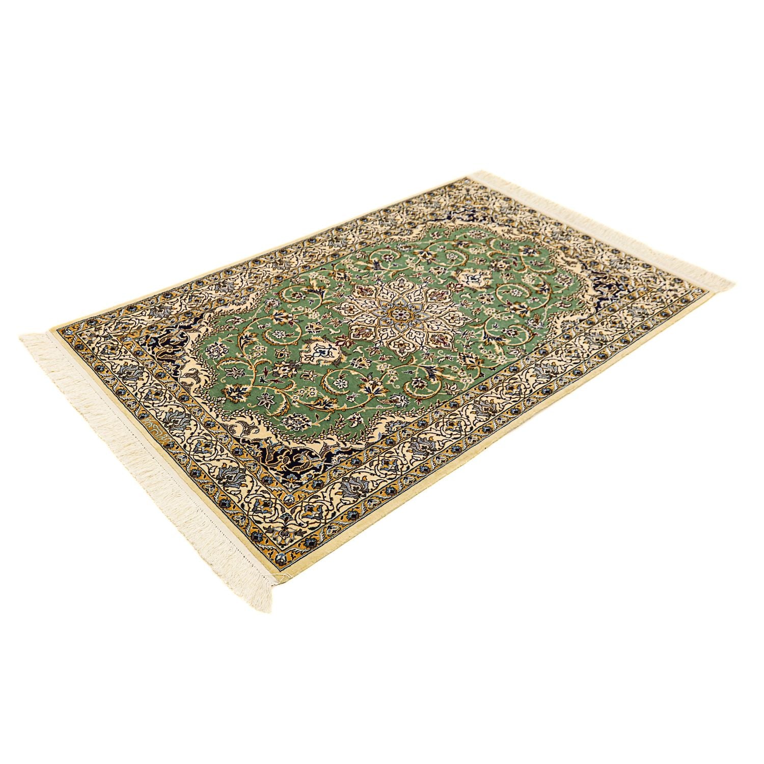 Tapis persan - Nain - Premium - 155 x 100 cm - vert foncé