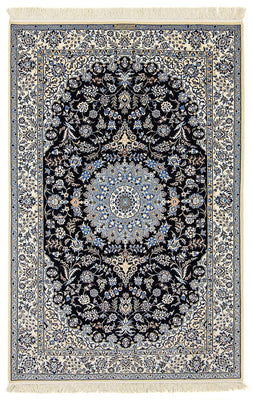Tapis persan - Nain - Premium - 200 x 130 cm - bleu foncé