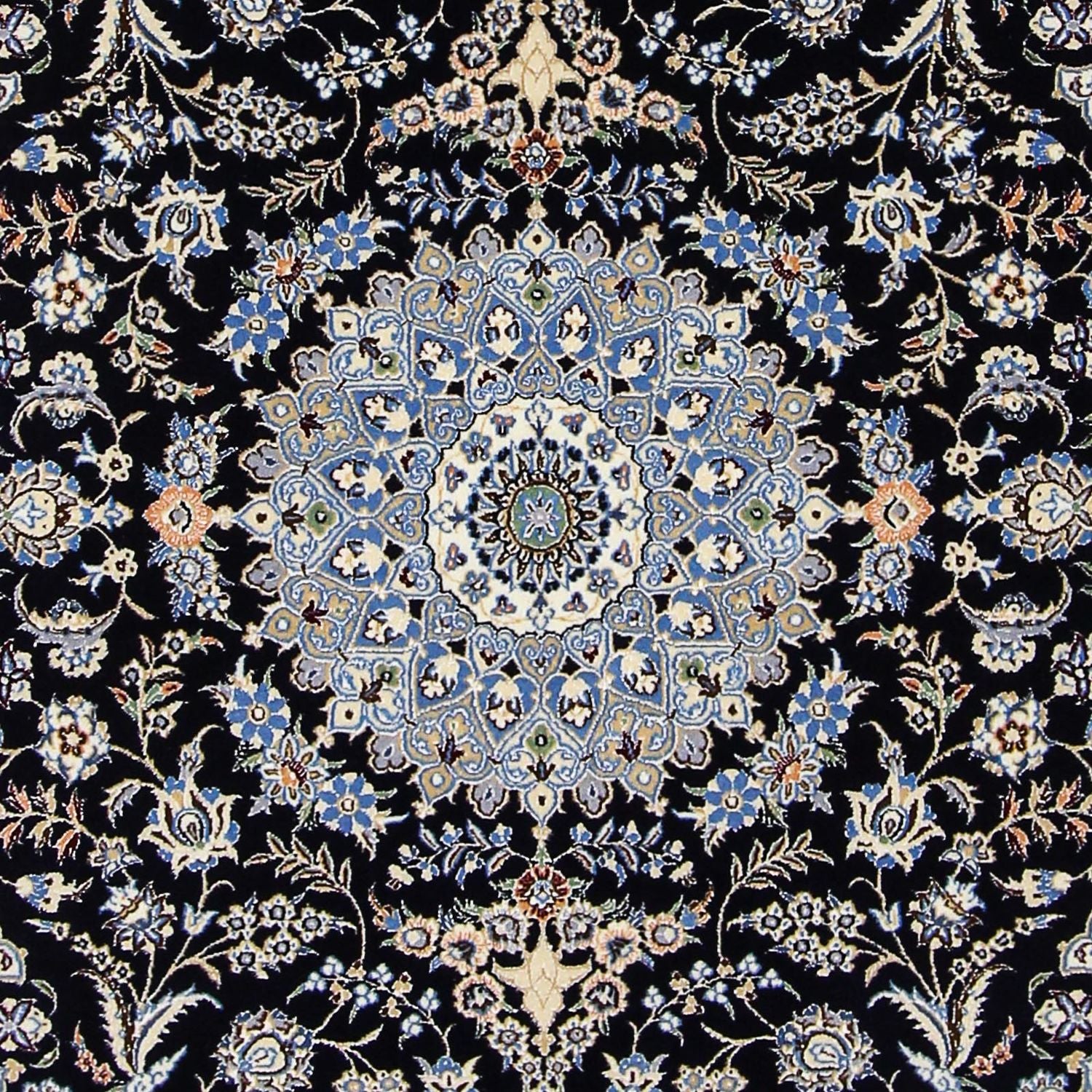 Tapis persan - Nain - Premium - 200 x 130 cm - bleu foncé