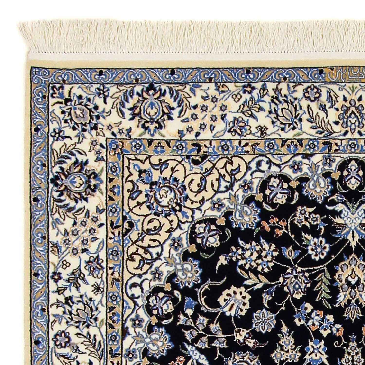 Tapis persan - Nain - Premium - 200 x 130 cm - bleu foncé