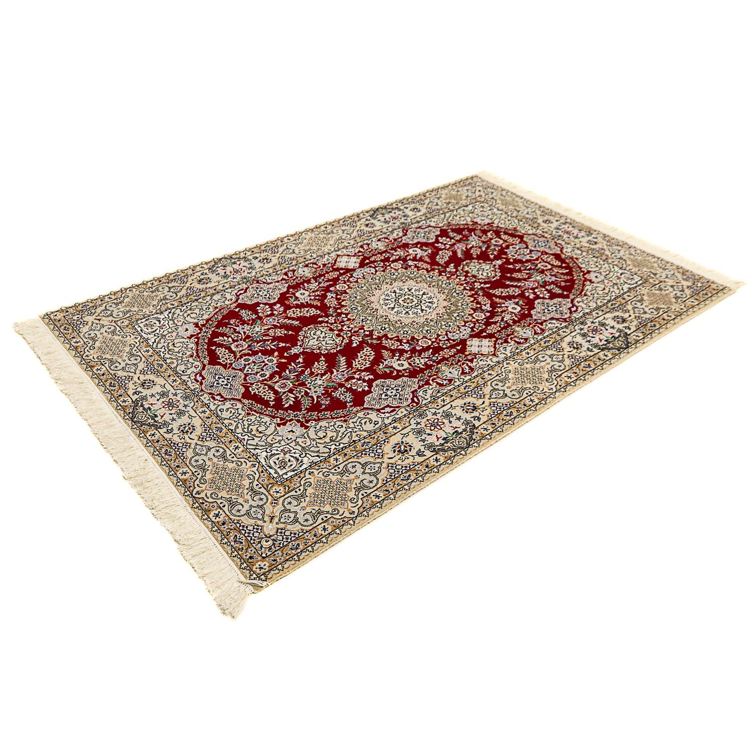Tapis persan - Nain - Premium - 197 x 128 cm - rouge foncé