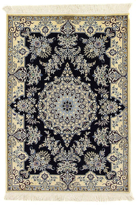 Tapis persan - Nain - Premium - 140 x 100 cm - bleu foncé