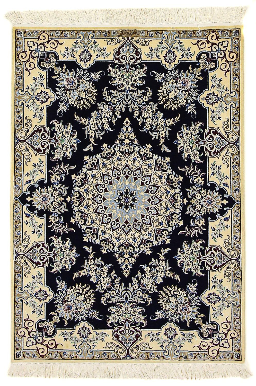 Tapis persan - Nain - Premium - 140 x 100 cm - bleu foncé