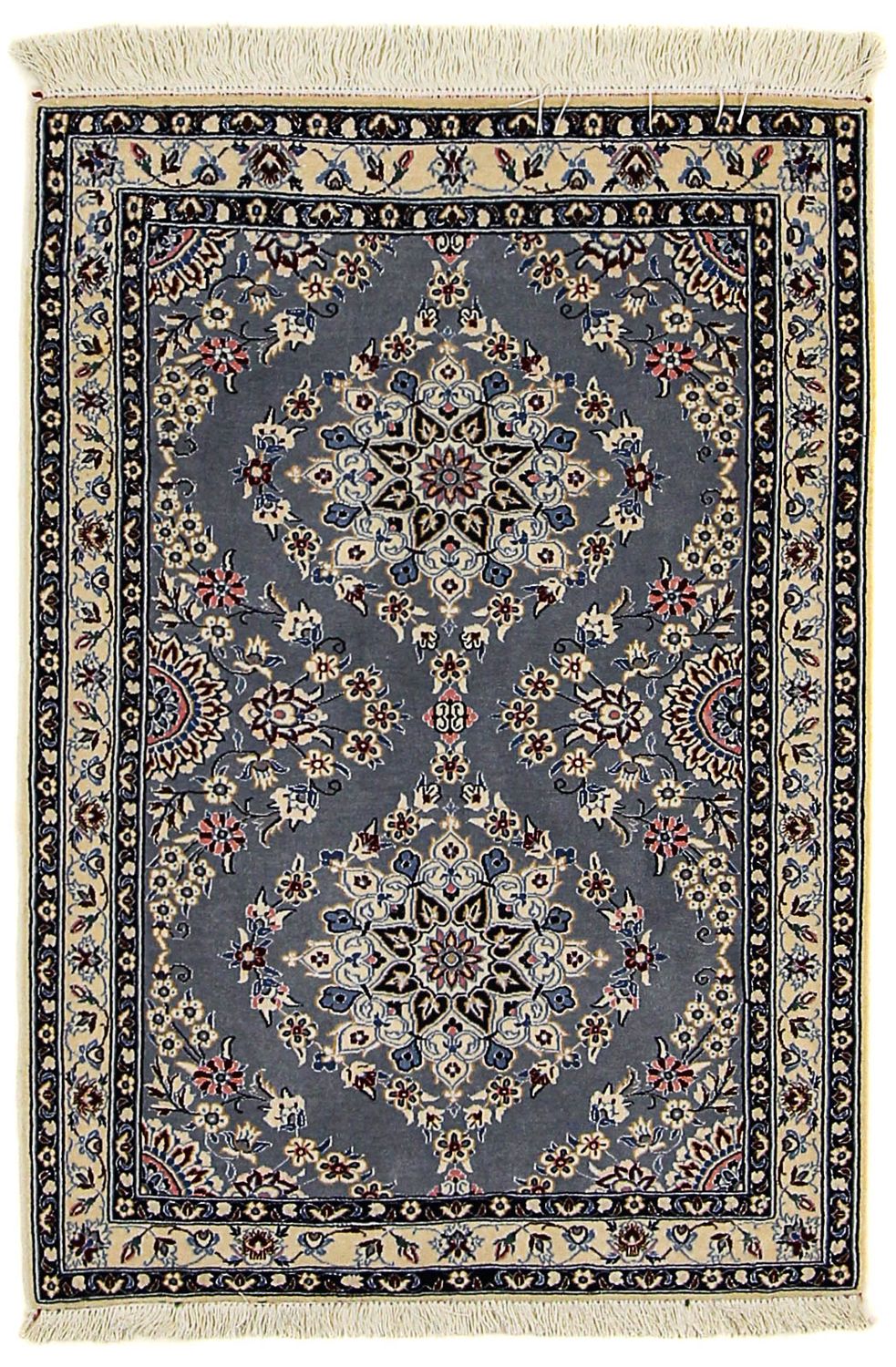 Tapis persan - Nain - Premium - 107 x 76 cm - gris
