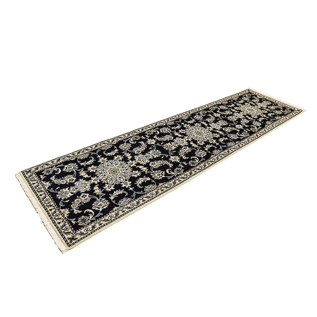 Tapis de couloir Tapis persan - Nain - 290 x 78 cm - bleu foncé