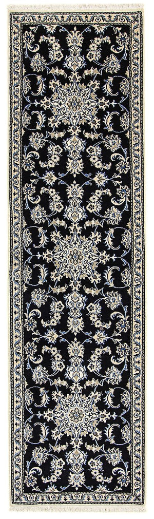 Tapis de couloir Tapis persan - Nain - 290 x 80 cm - bleu foncé