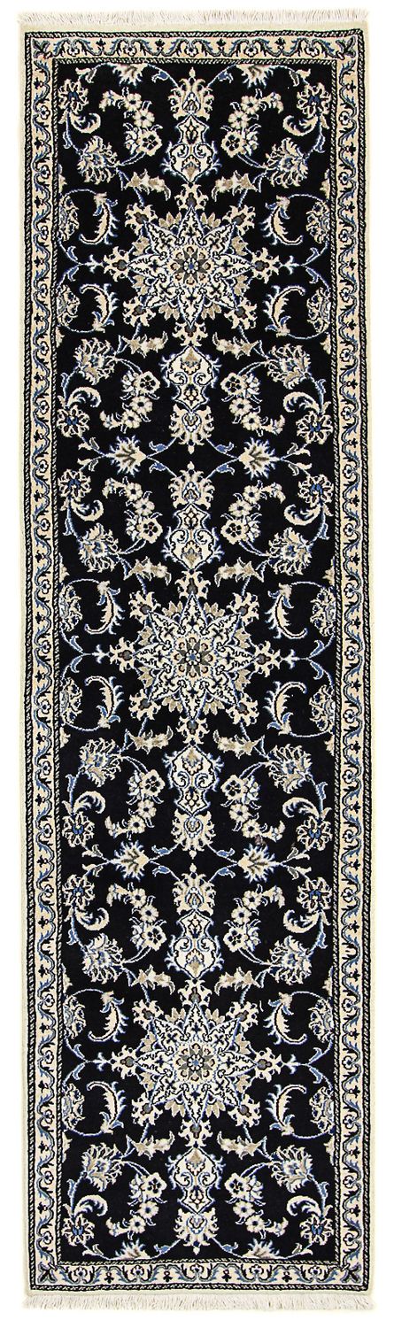 Tapis de couloir Tapis persan - Nain - 290 x 80 cm - bleu foncé