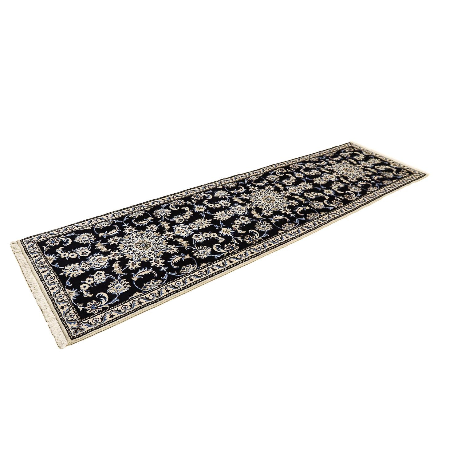 Tapis de couloir Tapis persan - Nain - 290 x 80 cm - bleu foncé