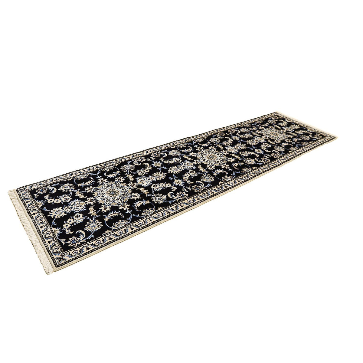 Tapis de couloir Tapis persan - Nain - 290 x 80 cm - bleu foncé
