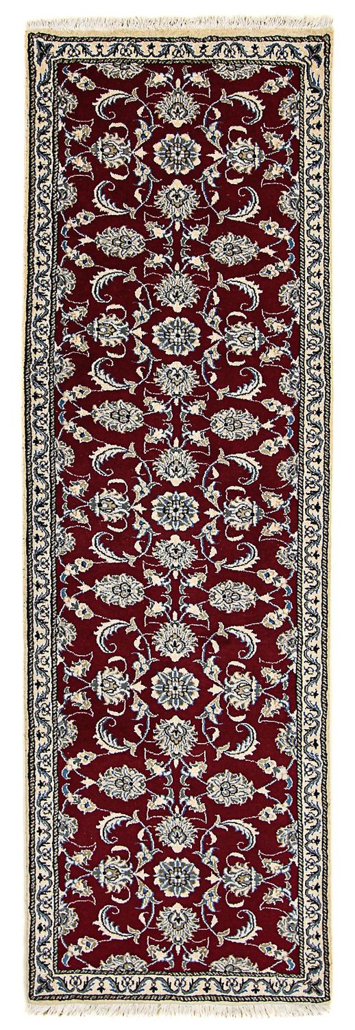 Tapis de couloir Tapis persan - Nain - 265 x 80 cm - rouge foncé