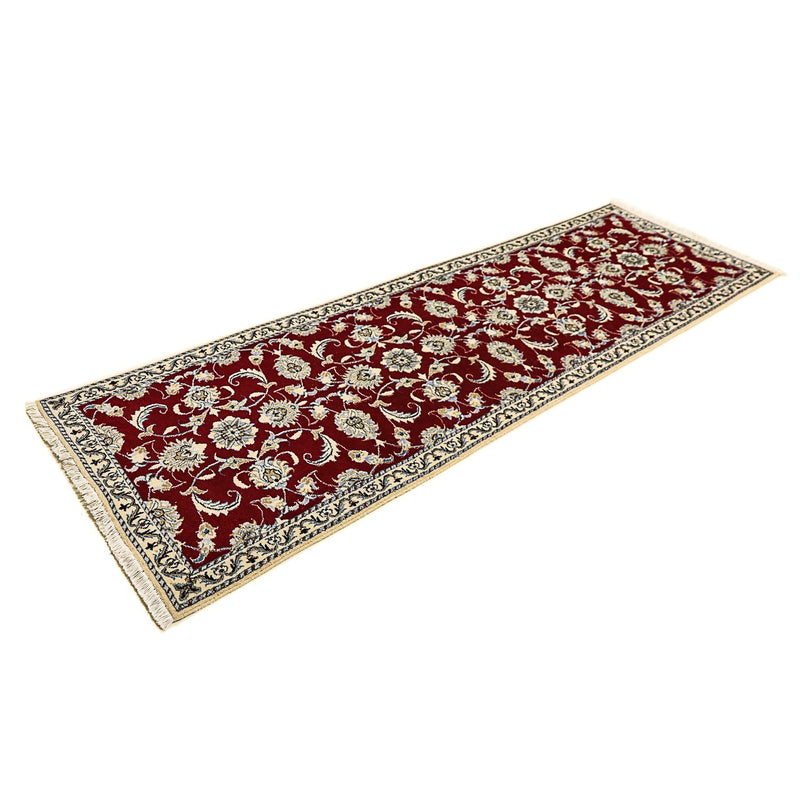 Tapis de couloir Tapis persan - Nain - 234 x 77 cm - rouge foncé