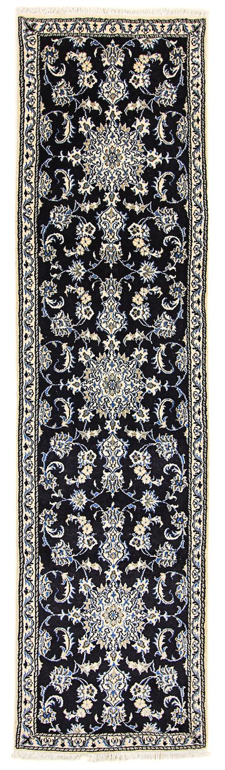 Tapis de couloir Tapis persan - Nain - 310 x 78 cm - bleu foncé