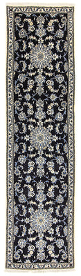 Tapis de couloir Tapis persan - Nain - 310 x 78 cm - bleu foncé