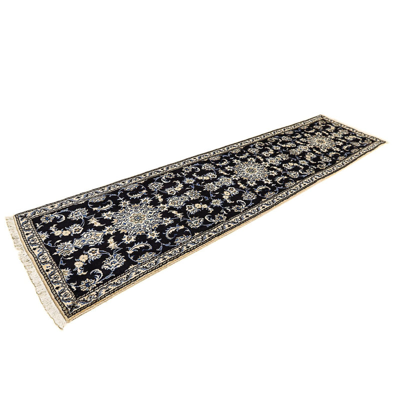 Tapis de couloir Tapis persan - Nain - 310 x 78 cm - bleu foncé