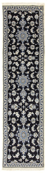 Tapis de couloir Tapis persan - Nain - 297 x 76 cm - bleu foncé
