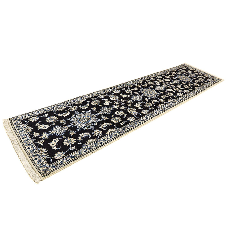 Tapis de couloir Tapis persan - Nain - 297 x 76 cm - bleu foncé