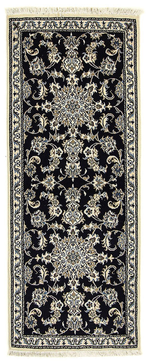 Tapis de couloir Tapis persan - Nain - 192 x 78 cm - bleu foncé