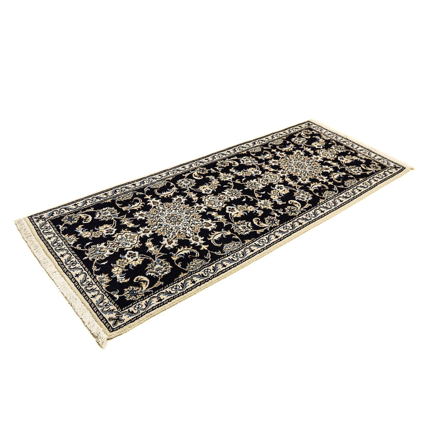 Tapis de couloir Tapis persan - Nain - 192 x 78 cm - bleu foncé