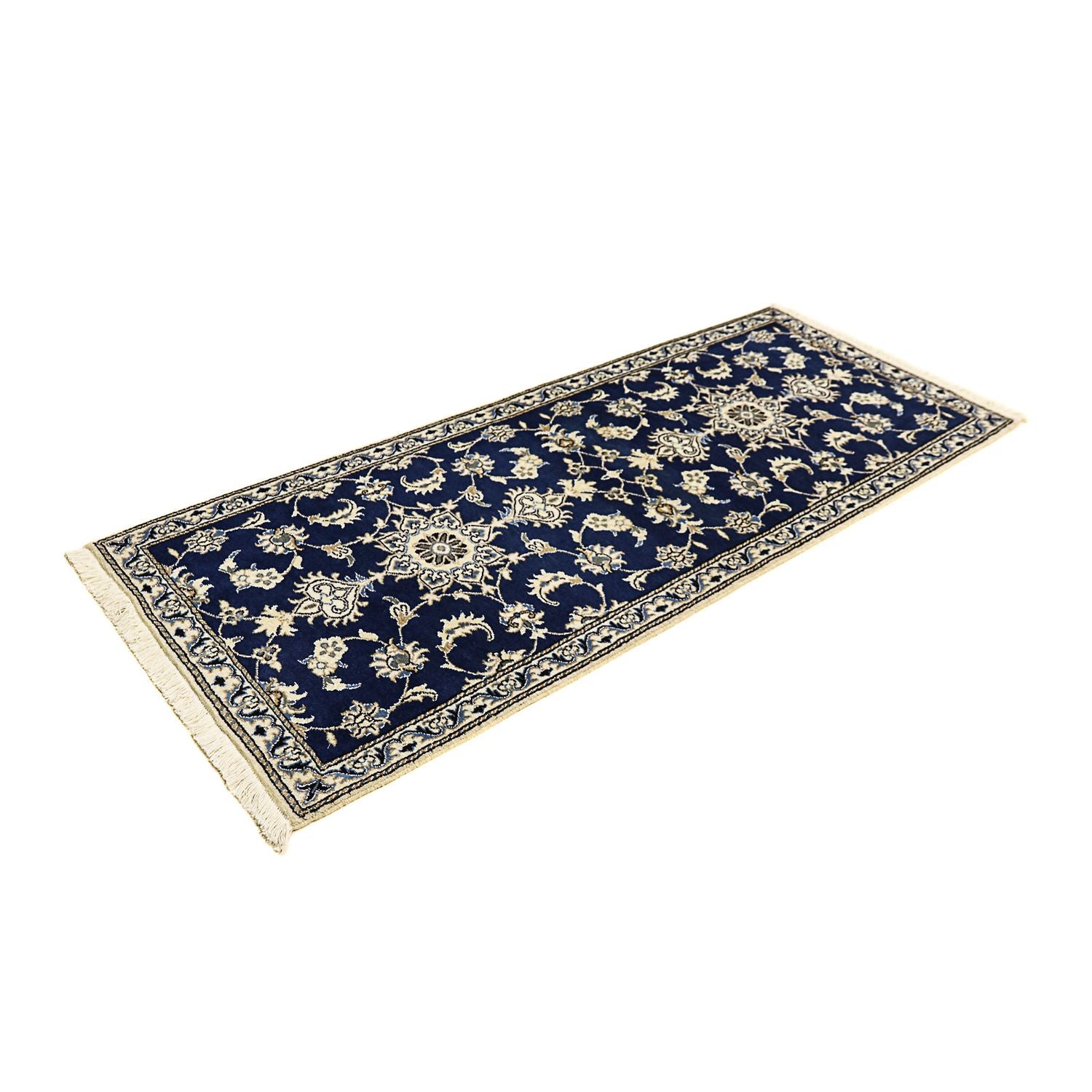 Tapis de couloir Tapis persan - Nain - 195 x 77 cm - bleu foncé