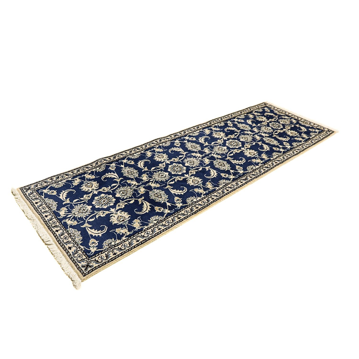 Tapis de couloir Tapis persan - Nain - 243 x 78 cm - bleu