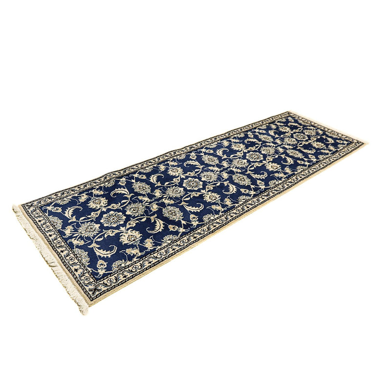 Tapis de couloir Tapis persan - Nain - 243 x 78 cm - bleu