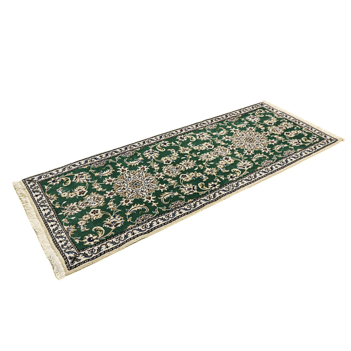 Tapis de couloir Tapis persan - Nain - 200 x 74 cm - vert foncé