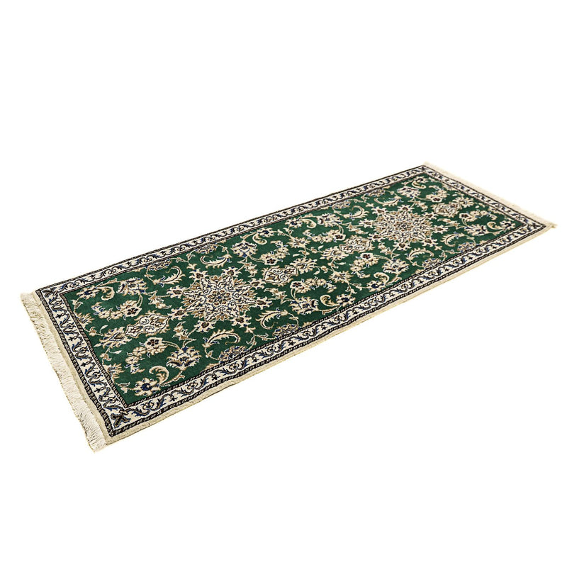 Tapis de couloir Tapis persan - Nain - 200 x 74 cm - vert foncé