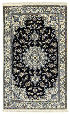 Tapis persan - Nain - 198 x 119 cm - bleu foncé