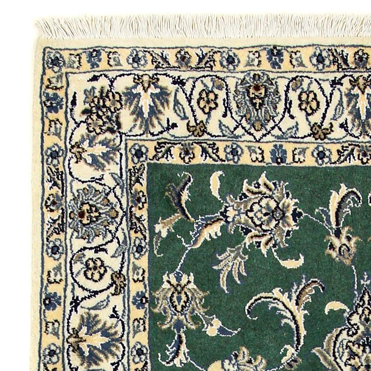 Tapis persan - Nain - 203 x 115 cm - vert foncé