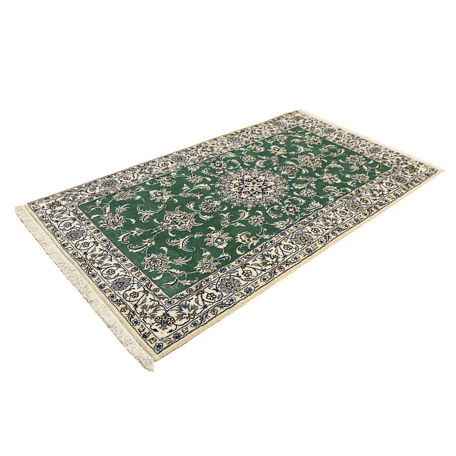 Tapis persan - Nain - 203 x 115 cm - vert foncé