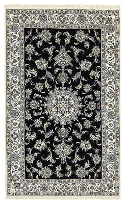 Tapis persan - Nain - 198 x 117 cm - bleu foncé