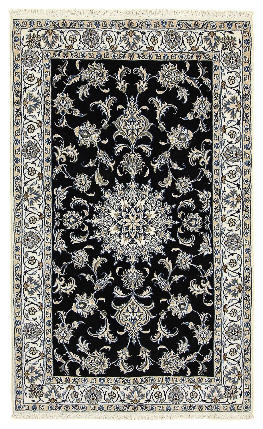 Tapis persan - Nain - 198 x 117 cm - bleu foncé