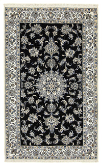 Tapis persan - Nain - 198 x 117 cm - bleu foncé