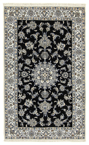 Tapis persan - Nain - 198 x 117 cm - bleu foncé