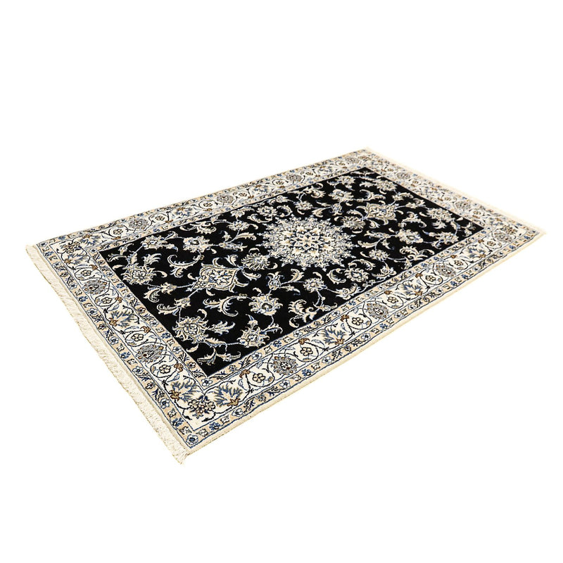 Tapis persan - Nain - 198 x 117 cm - bleu foncé