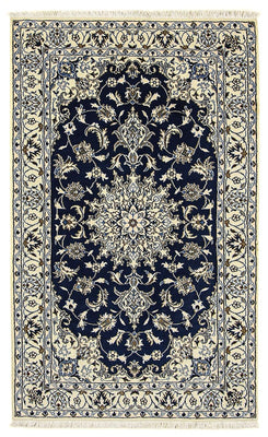Tapis persan - Nain - 203 x 120 cm - bleu foncé