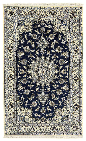 Tapis persan - Nain - 203 x 120 cm - bleu foncé