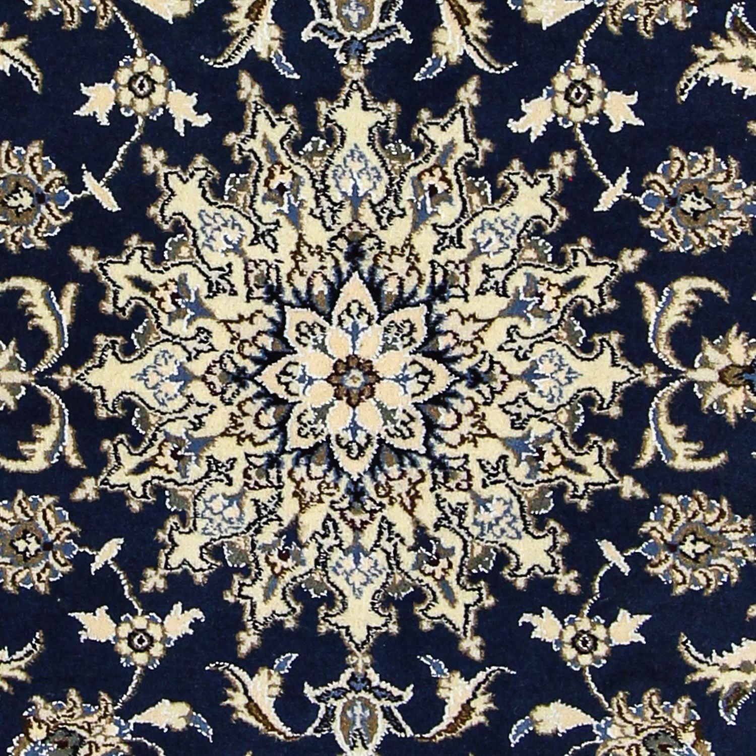 Tapis persan - Nain - 203 x 120 cm - bleu foncé