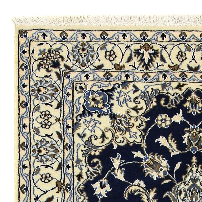 Tapis persan - Nain - 203 x 120 cm - bleu foncé