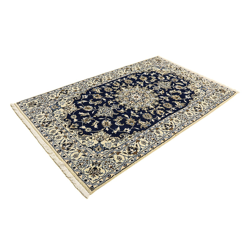 Tapis persan - Nain - 203 x 120 cm - bleu foncé
