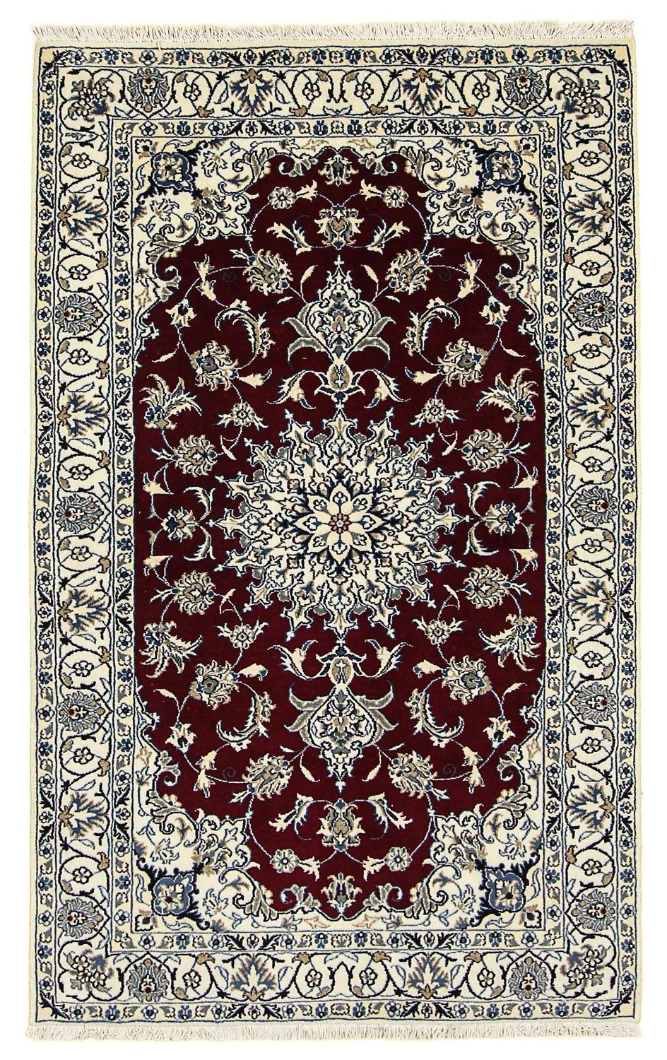 Tapis persan - Nain - 198 x 122 cm - rouge foncé