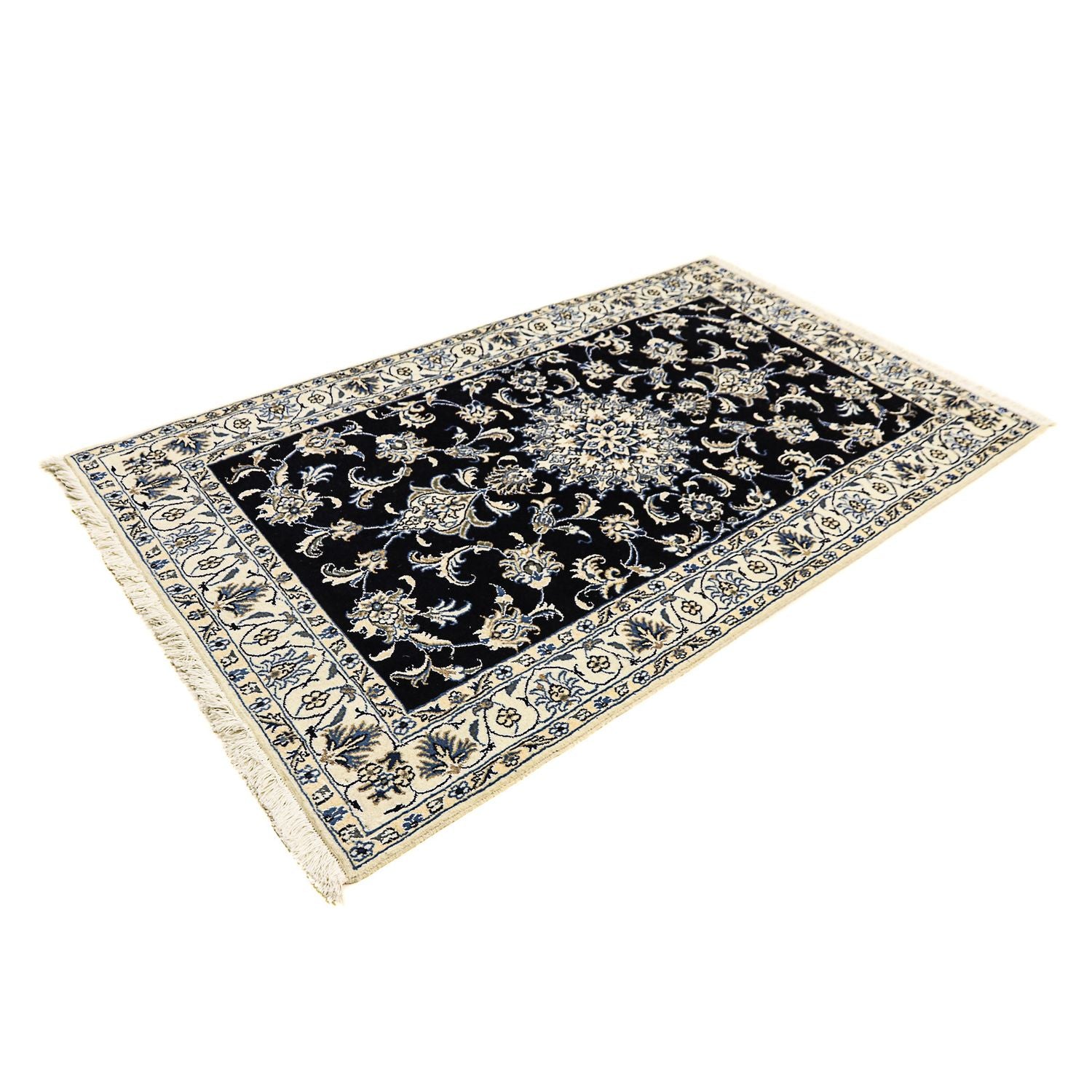 Tapis persan - Nain - 200 x 120 cm - bleu foncé