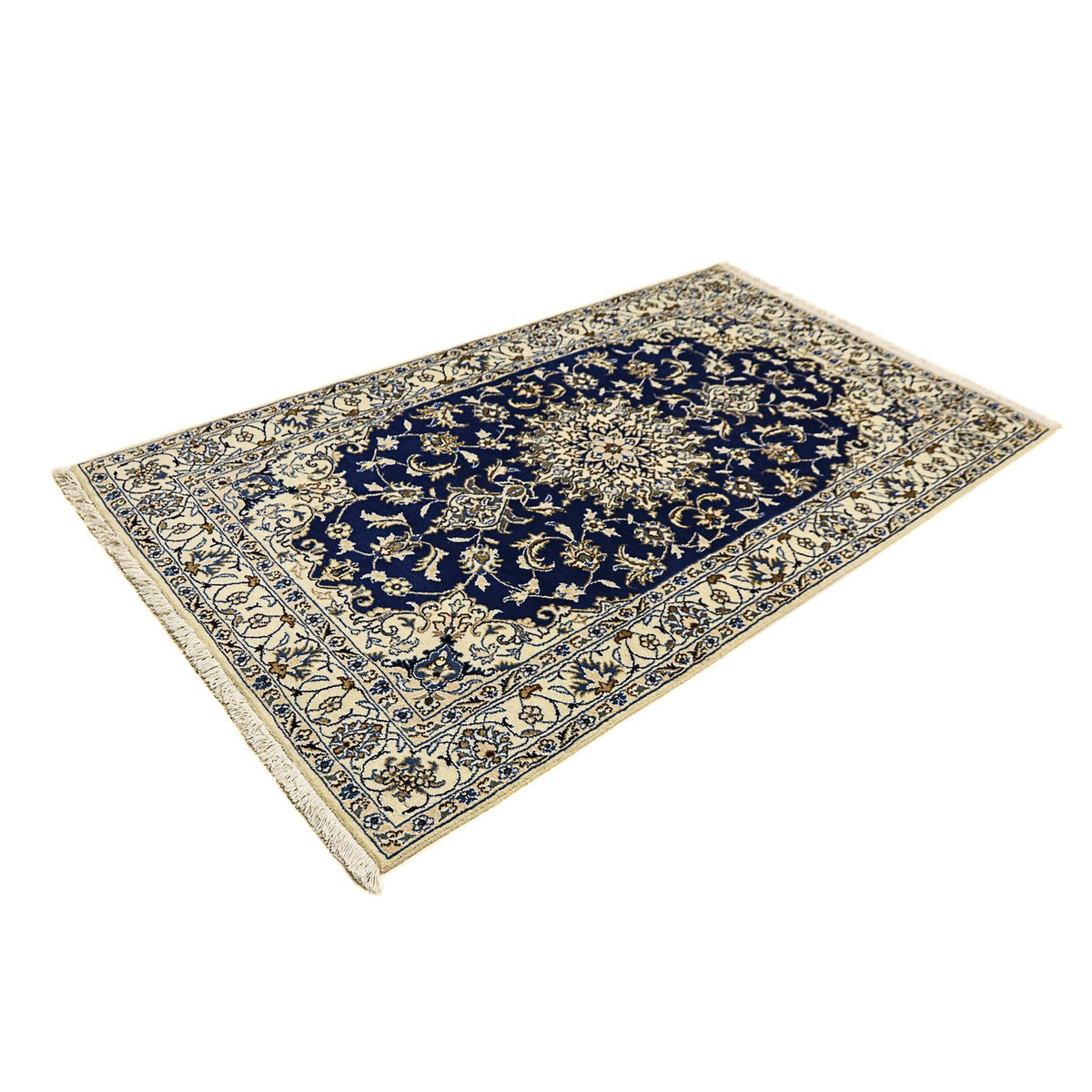 Tapis persan - Nain - 202 x 115 cm - bleu foncé