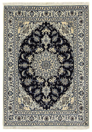 Tapis persan - Nain - 205 x 143 cm - bleu foncé