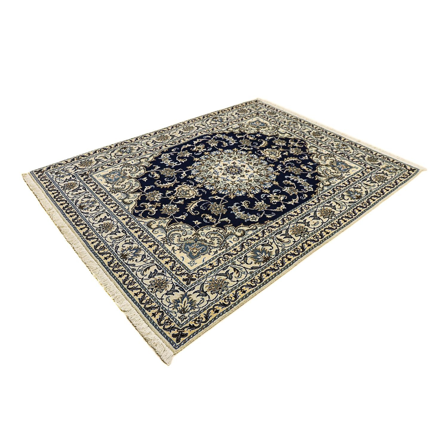 Tapis persan - Nain - 198 x 152 cm - bleu foncé
