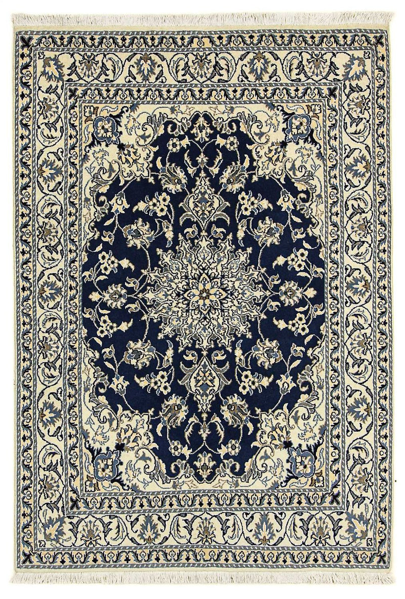 Tapis persan - Nain - 202 x 142 cm - bleu foncé